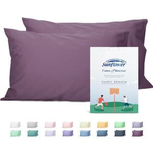 Sunflower Queen Pillowcases Set of 2, 100% Cotton Queen Size Pillow Cases 2, 2030 inches Dark Purple, Soft and Breathable