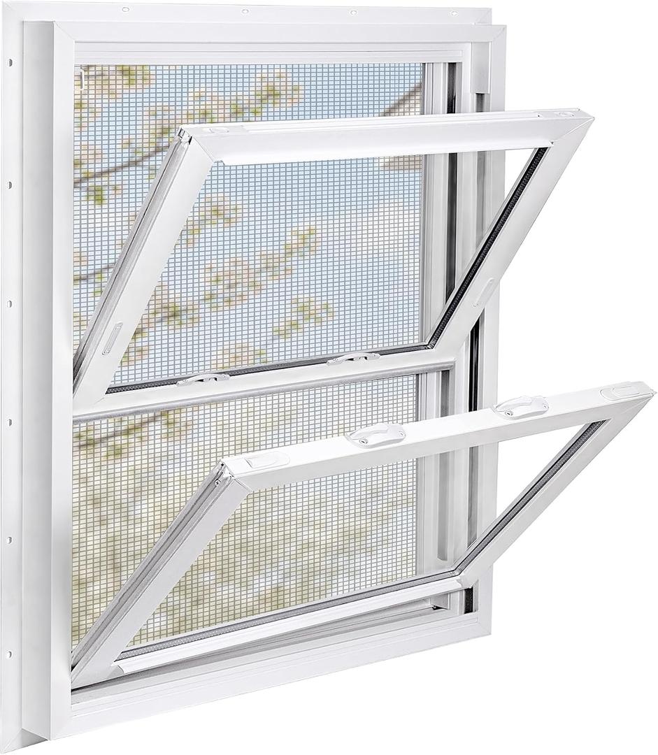 Vinyl Double Hung Sliding Window 36x36, Double Pane Glass, White
Vinyl frame replacement window, Insulated tempered glass window with fiberglass screen for home and mobile home.