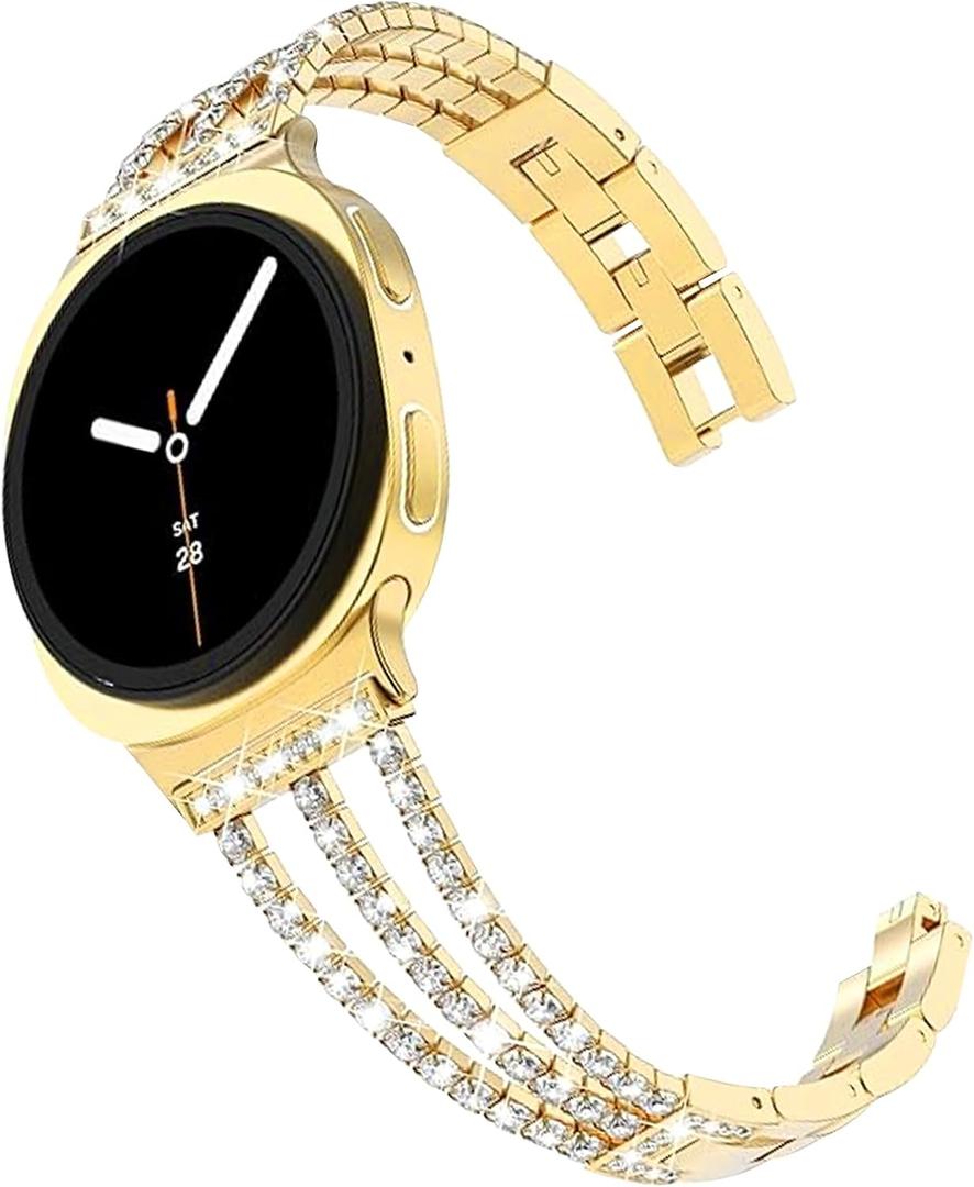 Bling Band Compatible for Samsung Galaxy Watch 8 40mm 44mm/8 Classic 46mm Bands, Diamond Multi-Chain Metal Bracelet Rhinestone Strap for Galaxy Watch 8/8 Classic