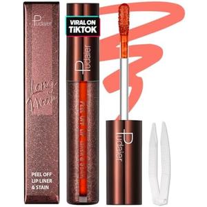Peel Off Lip Liner Stain with Tweezer, Highly Pigmented Matte Finish Lip Tint Stain Makeup for Women, Long Lasting Waterproof Smudge-Proof Liquid Lipstick for All Skin Types, SUNFLARE #3