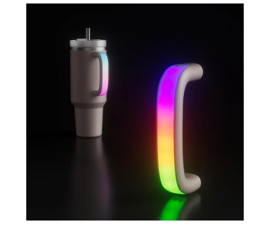 6 Colors LED Light-Up Tumbler Handle for Stanley 40oz/30oz, Comfortable Water Bottle Handle for Stanley Tumbler-Compatible with 40oz Stanley Cup Accessories, Use for Outdoor, Party, Home (Rose Quartz)
