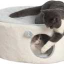 Sunhoo Elevated Cat Beds for Indoor Cats Enclosed House Hideaway Raised Kitty Hammock Large with Washable Cover Kitten Cave Pet Hut Puppy Condo Cubby Plush Cushion Easy Assembly 23.6 * 17.7 * 10.6in