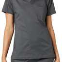 Amazon Essentials Women's Classic Fit V-Neck Short Sleeve Scrub Top (Available in Plus Size) (Gray, XXL)