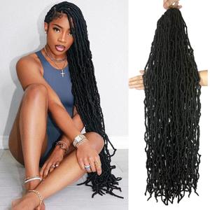 3 Packs Soft Locs 36 inch Goddess Locs Faux Locs Crochet Hair for Black Women Whole Strand Pre-looped Long New Locs Crochet Natural Black Locs Curly Braiding Hair Extension