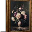 Vintage Gold Framed Flowers Wall Art Vintage Dark Moody Floral Painting Canvas Prints Moody Flowers Wall Decor Victorian Oil Painting Style Poster Print Artwork for Living Room Bedroom Home Decoration, 24"L x 16"W