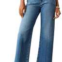 KUNMI Jeans for Women Wide Leg Baggy High Waist Boyfriends Straight Leg Stretchy Denim Pants Trendy Fall 2025 (Blue, 6)