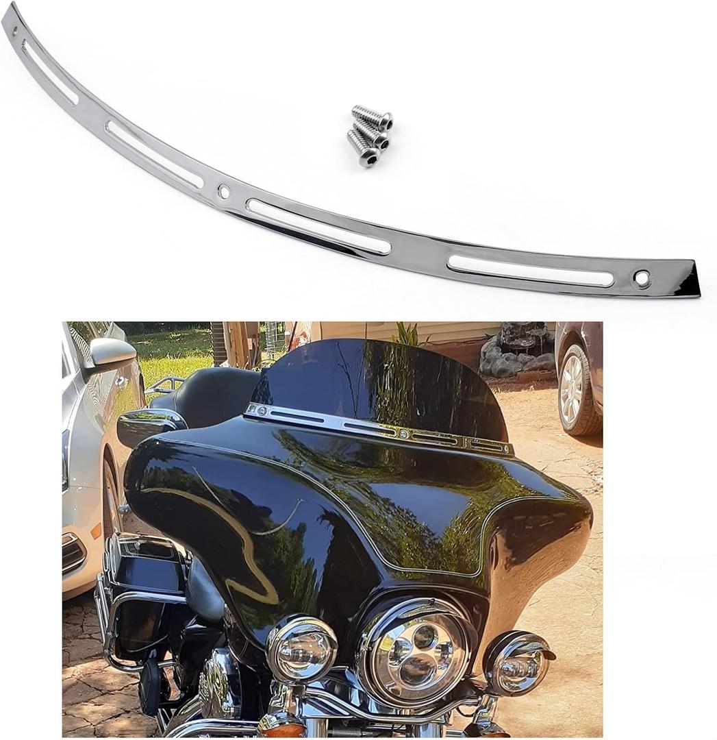 Areyourshop Slotted Batwing Windshield Trim For Harley Touring Electra Street Tri Glide 1996-2013 Chrome