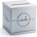 Silver Card Box, Large 10 Gift Card Holder, Gray & Black Envelope Box, Wedding Reception, Funeral, Birthday, Graduation Party, Retirement, Quinceanera, Sweet 16, Bridal & Baby Shower, Money Basket