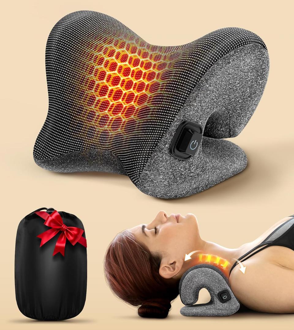 5X Pain Relief Neck Massager with Heat, GrapheneInfused Instant Heating Neck Stretcher for TMJ Migraine, Smart Control Cervical Traction Device Pillow for Heat Therapy, Christmas Gifts for Women Men
