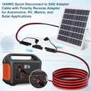 10AWG Heavy-Duty Extension Cable with Anderson-Style Connector to SAE 6FT, Includes Extra SAE Connector, High Power Transfer for Solar Panels, RVs, and Automotive Applications