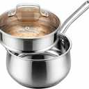 2.5QT Stainless Steel Saucepan with Steamer Basket and Glass Lid, 18/8 Food Grade Small Soup Pot with Steamer Insert, Induction Compatible, Heavy Duty Multi-Purpose Pot for Cooking & Steaming, 2.5 Quarts