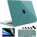 May Chen Case for MacBook Air 13/13.6-inch (M5/M4/M3/M2, 2022-2026 Models A3449 A3240 A3113 A2681), Lightweight | Closes Seamlessly | Ideal for Work Hard Shell Case, Dark Cyan Glitter