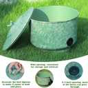 HOUYANG Heavy-Duty Steel Garden Hose Pot with Lid, Hose Pot for Outside, 14.96 L × 14.96 W × 10.24 H inches