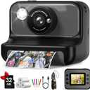 Kids Camera Instant Print, Christmas Birthday Gifts for Girls and Boys, Kids Camera 1080P HD Video Digital Camera, Toddler Toy for 3-12 Years Old, Black
