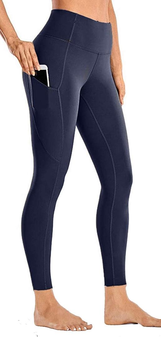 Yoga Pants with Pockets for Women - Leggings with Pockets High Waisted Tummy Control Non See-Through Workout Pants (Small, Navy)