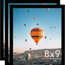 8x9 Picture Frame Set of 3 Black for Wall Hanging or Tabletop- Wall Mounting Horizontally or Vertically, 8 x 9 Wall Gallery Poster Photo Frames for 8 by 9 Photo,3 Pack, Black