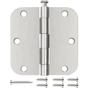 42 Pack Nickel Door Hinges Brushed Nickel 3 1/2 Interior Door Hinges Satin Nickel 3.5 Inch with 5/8 Radius Corners 3 "x 3 " Silver Hardware Controls JIW Garage Factory