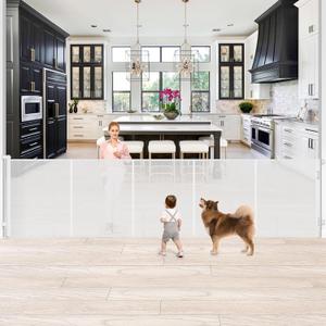 Newly Enhanced - 42" Tall × 120" Extra Wide Retractable Baby Gate Keeps Pets from Getting Under Tall Dog Gate, Indoor/Outdoor Baby Gates for Dogs, Retractable Dog Gate for Large Openings, White