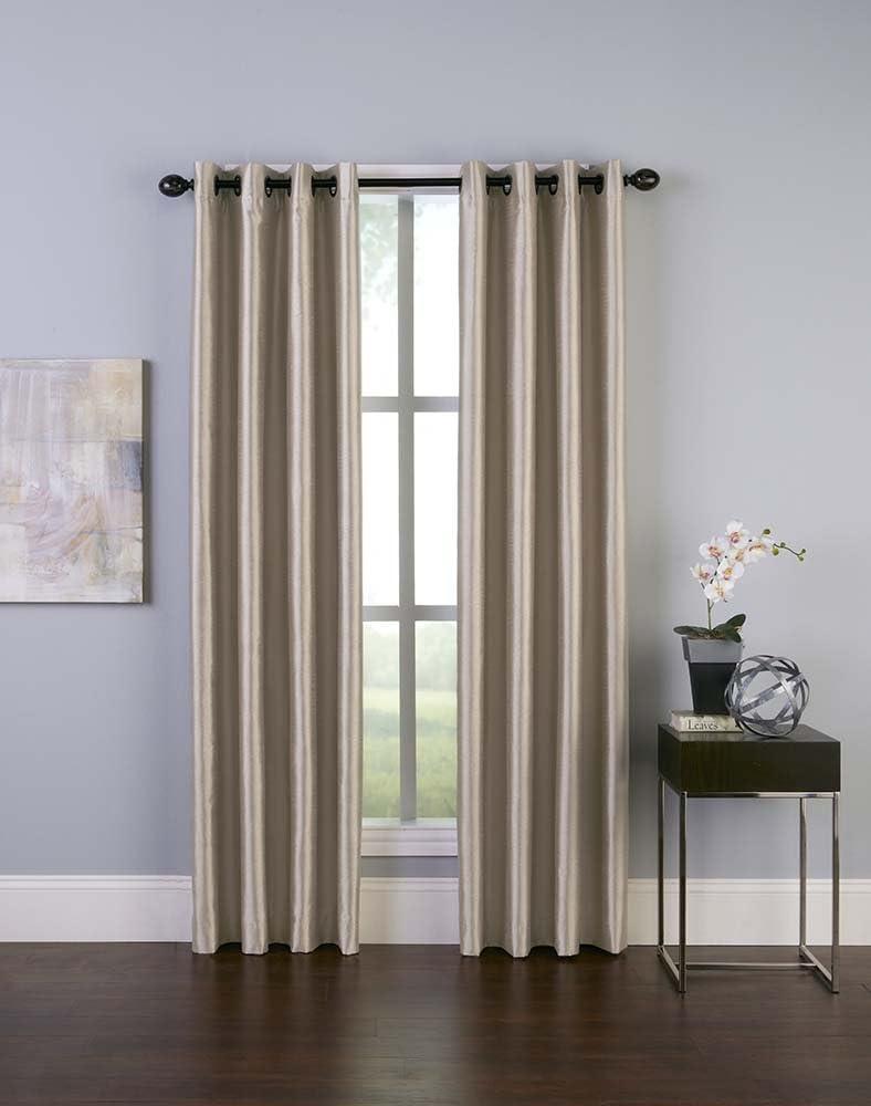 Curtainworks Malta Faux Silk Grommet Curtain Panel, 50 by 120", Sand