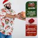 BRISIRA Big and Tall Christmas Shirts for Men Santa Hawaiian Vacation Short Sleeve Button Down Holiday Shirt Lightweight (6X-Large, White-vintage Christmas Hat)