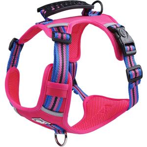 No Pull Dog Harness with Easy Control Soft Handle for Small Medium Large Dogs,Reflective Adjustable Puppy Harness,Heavy Duty Girl Boy Pet Vest with Safety Buckle (Pink, S)