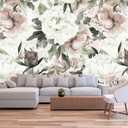Roses and Banana Leaves Wall Mural Wallpaper for Bedroom and Living Room(Not Self-Adhesive) (195" x 120")