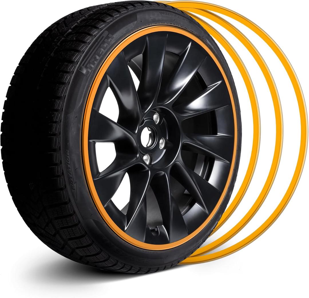 Automotive Alloy Wheel Rim Protector - Covering The Entire Rim of The Wheel hub - Strips for Curb Rash Prevention - Set of 4 Rim Protector Easy to Install(18'',Gold)
