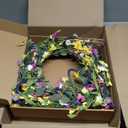 J'FLORU Spring Wreath 24 Inch Summer Wreaths for Front Door Artificial Flower Wreath with Daisy and Lavender for Indoor Outdoor and Easter Celebration