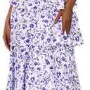 Fisoew Womens Floral Maxi Dresses Spaghetti Strap Casual Sleeveless Ruffle Flowy Tiered Dress, 29.5x38