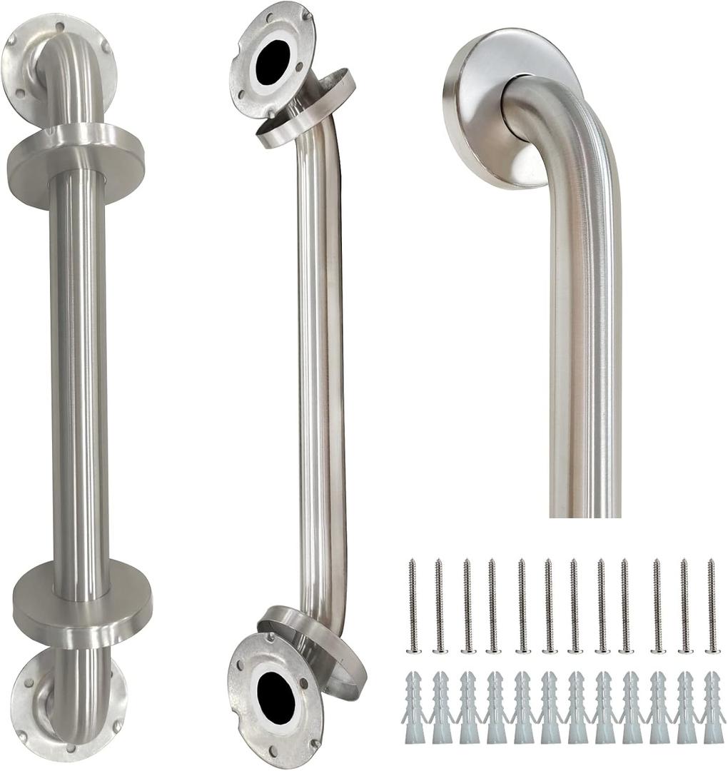 2 Pack Grab Bars for Bathroom, 16 Inch Brushed Nickel 304 Stainless Steel Shower Grab Bar, Safety Assist Handicap Grab Bar, 500lbs Support Grab Bar for Bathtubs and Showers for Gifts