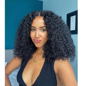 Quantum Love V part Curly Wigs Afro Curly Twist Out African American Wig for Black Women Afro Bomb Kinky Curly Synthetic Glueless Natural Black Wig 16 Inches
