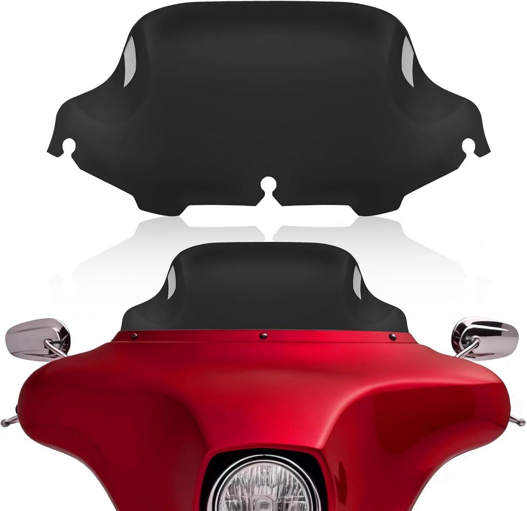 Black 8" Motorcycle Wave Windshield Windscreen Compatible for 1996-2013 Harley Davidson Touring Street Glide Electra Glide Tri Glide FLHT FLHTK FLHTCU FLHTCUTG