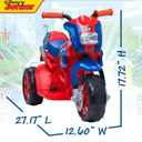 Kid Trax 6V Marvel Spiderman Disney Junior Toddler Bike - Ride On Toys, Kids Bike, Outdoor Toys, Tricycle, Bikes, Marvel Toys, Trike, Max Speed 1.5mph, 18-36 Months, Max Weight of 44Lbs, Red & Blue