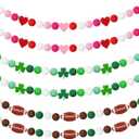 Moukeren 6 Pcs St. Patrick Day Banner 39 ft Felt Shamrock Garland Pre-Assembled Football Pom Pom Felt Banner Tailgate Party Decorations for Home Wall Mantle Office Anniversary Irish Holiday Decor