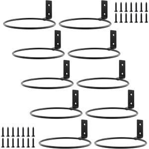 10PCS 6 Inch Flower Pot Holder Ring, Black Plant Pot Holder Ring, Wall Mount Plant Holder Ring for Plant Pots Indoor Outdoor