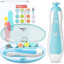 Baby Nail Trimmer Electric, FANSIDI Baby Nail Clippers Safe Baby Nail File Kit with Extra 12 Replacement Pads, Trim Polish Grooming Kit for Newborn Infant Toddler or Adults Toes Fingernails Care, Blue