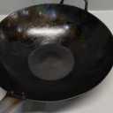 Craft Wok Flat Hand Hammered Carbon Steel Pow Wok with Wooden and Steel Helper Handle (14 Inch, Flat Bottom) / 731W316