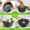4-1 Colander with Mixing Bowl Set - Colander for Kitchen - Strainers and Colanders - Pasta Strainer - Bowl With Colander - Rice Strainer Fruit Cleaner Veggie Wash Kitchen Essentials, Black