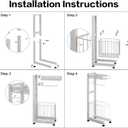 Toilet Paper Holder Stand with Storage Shelf - Multi Tier Metal Toilet Paper Stand with Large Basket for Tissue Rolls, Wipes (White)