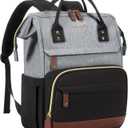 LOVEVOOK Laptop Backpack for Women, 15.6 Inch Work Business Backpacks Purse With Large Capacity, Waterproof Nurse Bag College Bookbag for School, Waterproof Casual Daypack for Travel (Black-grey-brown)