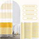 Awellife Boho Yellow Shower Curtain for Bathroom Farmhouse Cotton Stripe Tassel Shower Curtain Natural Texture 72" L x 60" W