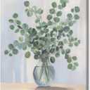 Botanical Leaves Canvas Wall Art - Sage Green Pictures Eucalyptus Plant Decor for Bathroom Bedroom 24x24 Inch