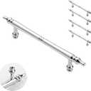 2 x 5 Pack 5 Inch Hole Center Polished Chrome Cabinet Pulls, Solid Zinc Alloy Drawer Handles 185mm Total Length Modern Furniture Hardware for Bathroom Kitchen Wardrobe,Include Mounting Screws