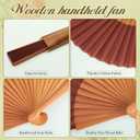 Blulu 2 Pieces Folding Handheld Silk Fan Pear Wood Vintage Spanish Fans with Leather Cover for Women Girls for Renaissance Fairs, Larp, Steampunk, Medieval, Viking, or Cosplay Costumes(Vintage Pink)