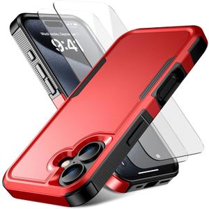 for iPhone 16 Case [Shockproof] [Dropproof] [Heavy Duty Protection] [Pocket-Friendly] Slim & Tough Non-Slip Protective Phone Cover for iPhone16 6.1inch, Red