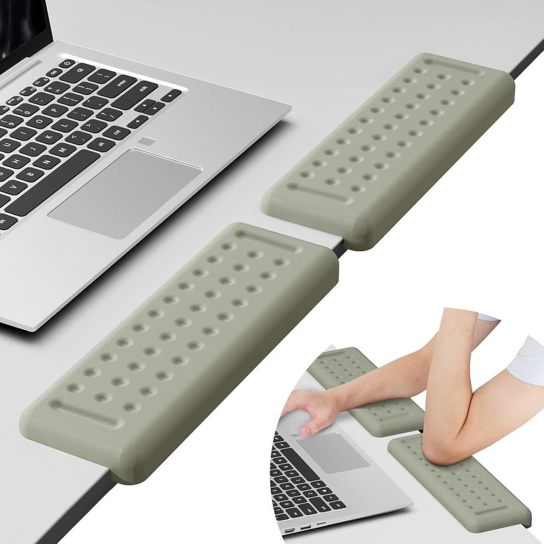 Leolee L-Shaped Desk Elbow Pads for Desk, Grey Memory Foam Arm Rest for Desk with Non-Slip Base, Ergonomic Desk Edge Cushion, Wrist Rest for Computer Keyboard, Typing, Office, Home (2 Piece)