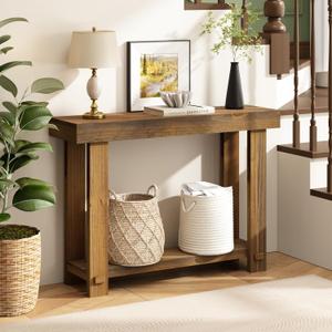 HOKYHOKY Solid Wood Console Table for Entryway, 42.5" Farmhouse Entryway Tables Thickened Tabletop and Legs Rustic Narrow Skinny Behind Couch Sofa Table for Living Room, Hallway, Foyer