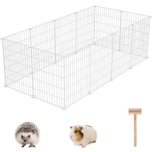 C&AHOME Pet Playpen, Small Animals Supplies, 12 Panels Exercise Playpens Cage, C Grids Portable Yard Fence Indoor, Ideal for Guinea Pigs, Puppy Pet Products, DIY Metal Playpens, 12"  15" White