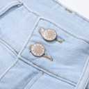 Sidefeel Women's Jeans High Waisted Strechy Straight Legs Boyfriend Denim Pants with Pockets L Light Blue Size 6 Short (Blue)