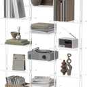 Acrylic Bookshelf, Wall Mounted, 5-Tier Clear Ladder Bookshelf with 14 Open Shelves, Multipurpose Bookcase for Living Room, Bathroom, Office, Modern, 9.5" D x 43.5" W x 72.8" H